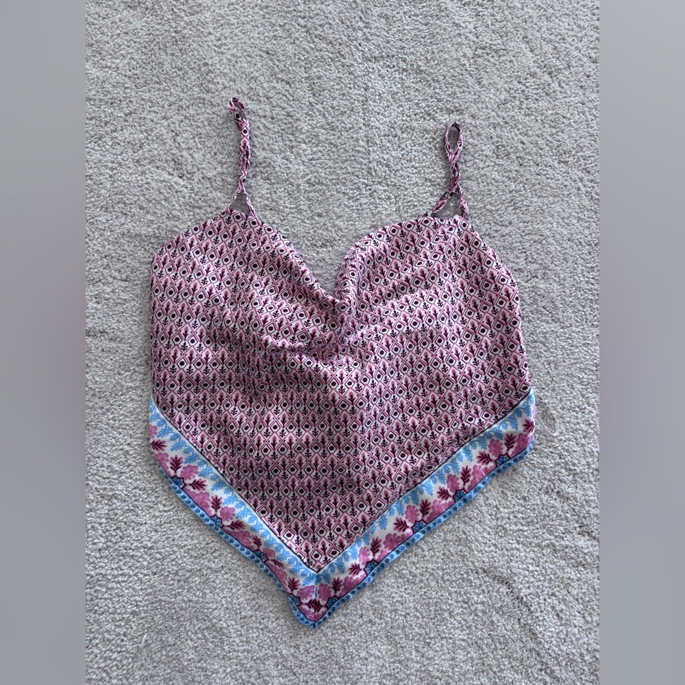 Pink and Blue Patterned Bandana Top